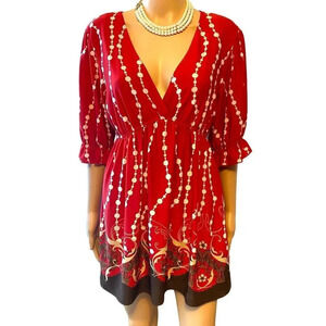 Hottempeered Don’t Be Afraid Red White Poker Dots Casual Summer Top Women XL
